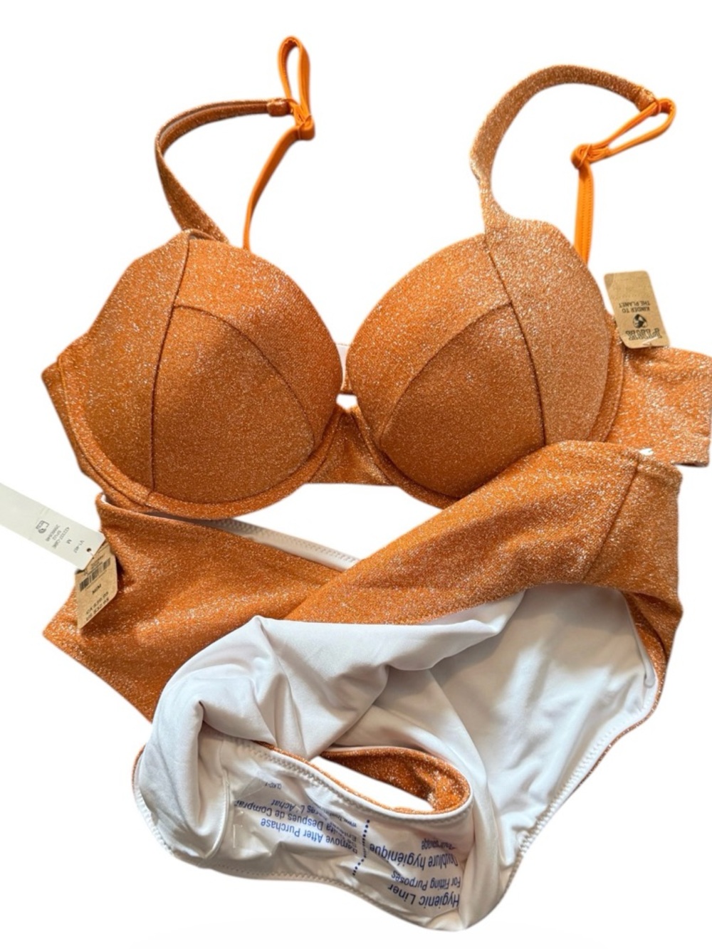 PINK Victoria's Secret Metallic Orange Glitter Bikini Set - Picture 4 of 6